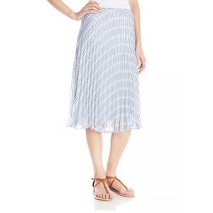 BB DAKOTA MIDI SKIRT BLUE WHITE PLEATED STRIPED